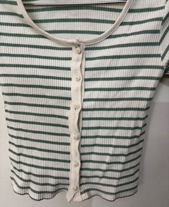 Striped Button-Up Cropped Top