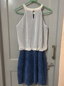 White &amp; Blue Mini Dress