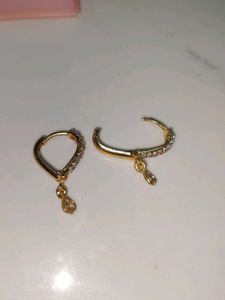 Elegant Gold Dangle Earrings with CZ