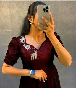 dark purple Embellished Gown