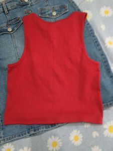 Los Angeles 21 Tank Top &amp; Denim Skirt Set