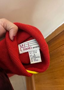 Red Turtleneck Knit Sweater