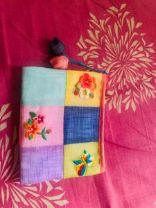 coin / headphone Embroidered Patchwork Pouch