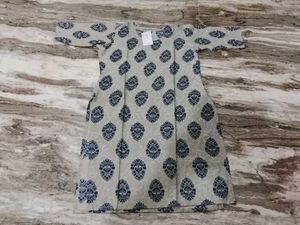 Light Grey Kurta with Blue Print