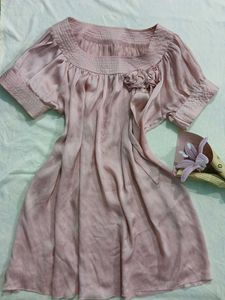 Elegant Pink Silky Dress