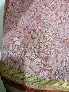 Red And White Printed Saree