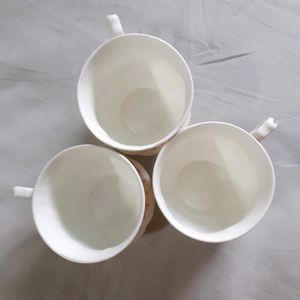 COMBO 3 Sets Glass Cup Bone China Tea Cup Coffee Cup 90s Vintage Tea Cup Set West Bengal Chai Cup Kitchen &amp; Dining Items Ceramic White Cup With Beautiful Design Indian Design Stylish Aesthetic Cup Set