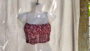 20254. Floral Mesh Corset Top