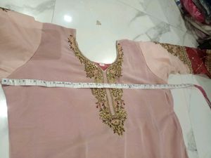 Elegant Pink Embroidered Kurta Set 3pc