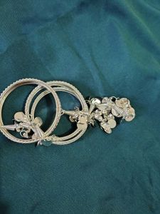 Elegant Silver Anklet with Sequins &amp; Charms