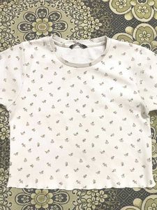 Cute Floral Print Cropped T-Shirt