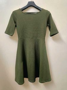 Olive Green Fit & Flare Dress