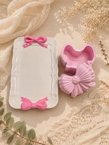Pink Bow tray with  jar