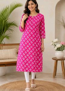 Vibrant Pink Printed Kurta