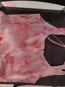 navratri peach organza anarkali with dupatta