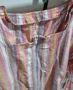 Unique Back-Design Striped Top with Flared Hem🎀