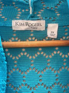 Stylish Blue Open Front Kimono Cardigan