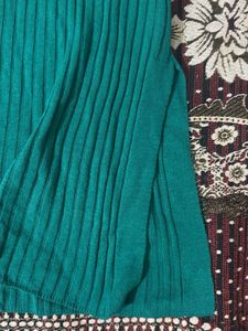 Green Ribbed Mock Neck Dress