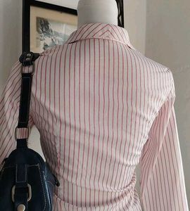 Chic Pink Striped Button-Up Shirt