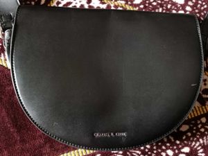 Charles & Keith Black Half Moon Crossbody Bag