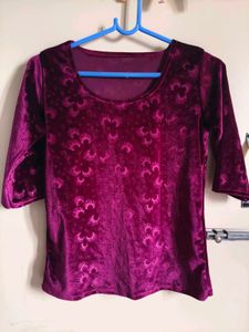 Velvet Floral Print Top