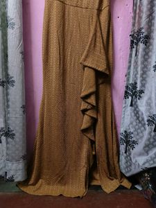 XXL size Elegant Mustard Ruffled Maxi Dress