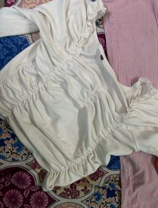 Chic Ruched White Top