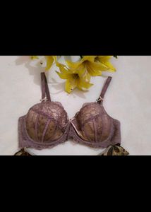Elegant Lace Bra and embroidered thong set