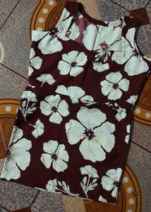 Floral Print Sleeveless Top kurti stitched by me
