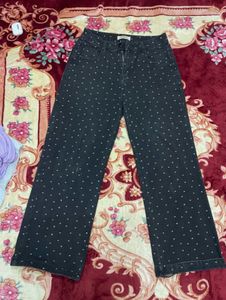 Trendy Polka Dot Wide Leg Jeans