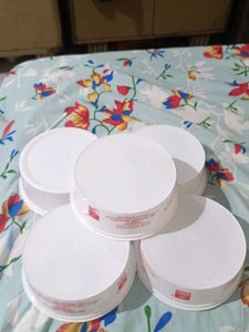 Set of 5 White Round Containers
