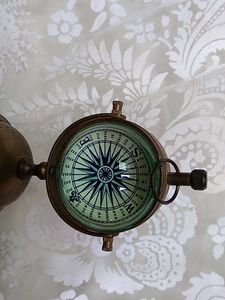 Vintage Brass Ship's Chronometer &amp; Compass Set