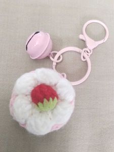 Cute Crochet Strawberry Keychain with Bell
