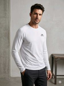 Men's Long Sleeve White T-Shirt