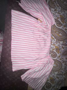 Pink Striped Off-Shoulder Top