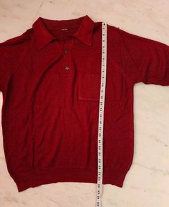 Men's Red Knit Polo Sweater