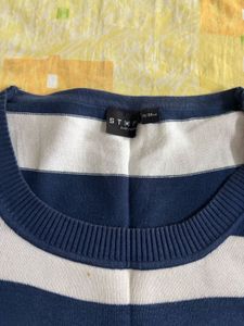 Striped Knit Top with Button Detail
