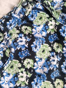 Floral Print Denim Shorts