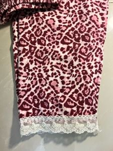 Pink leopard print lace loungewear co ord