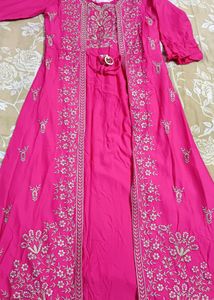 New Stunning Pink Embroidered Floor Length kurta