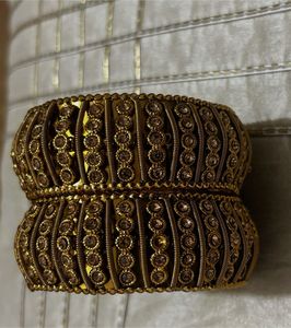 Exquisite Embellished Gold Bangles