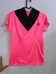 Adidas Pink & Black Polka Dot Hoodie