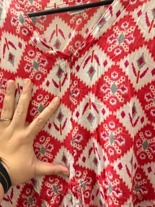 Red feeding friendly Printed Kaftan gown