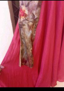bust 40 Elegant Floral Print Jacket with Pink Gown