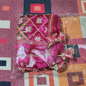 (Amritsari Phulkari) Embroidered Pink Dupatta