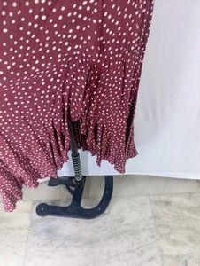 Maroon Polka Dot Midi Skirt