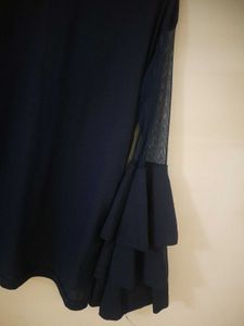 Navy Blue Ruffled Sleeve Top