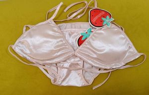 271 -- cute satin Strawberry Bikini Set