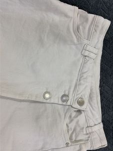White Button-Front Denim Skort