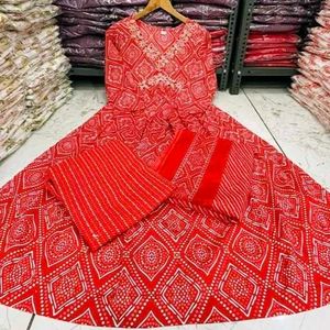 Vibrant Red Ethnic Afghani Style Kurta Set